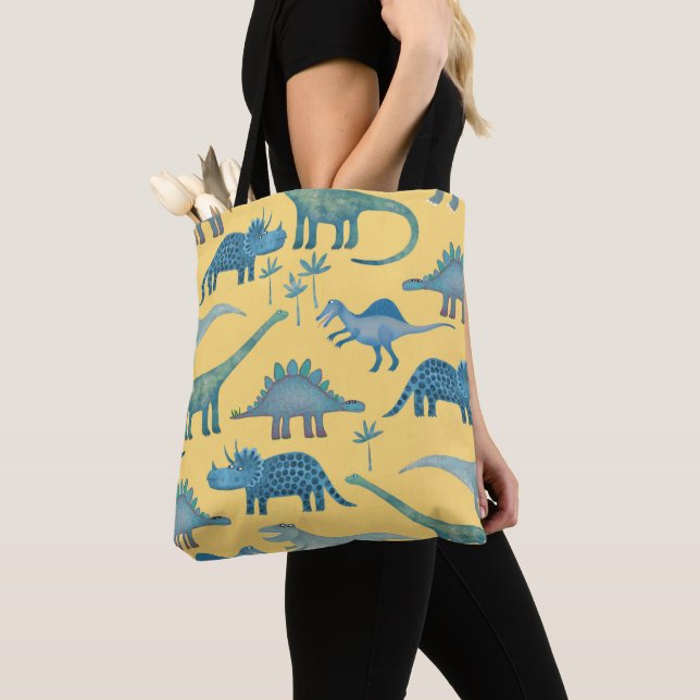 Tote Bag Dinosaures jaune (De près)