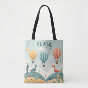 Tote Bag Dinosaures mignons et ballons à air chaud