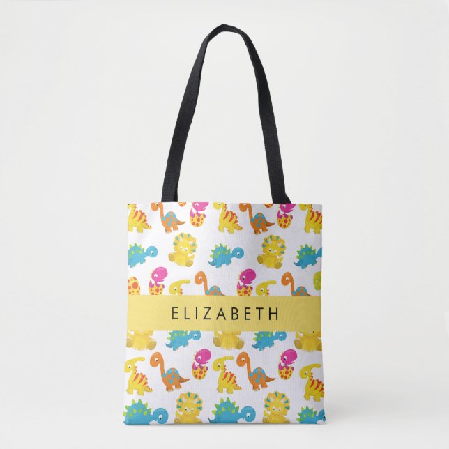 Tote Bag Dinosaures Mignons, Motif Des Dinosaures, Votre No (Devant)