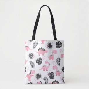 Tote Bag Dinosaures roses : Motif Enfants mignons.