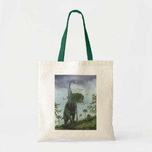 Tote Bag Dinosaures vintages, Sauroposeidon avec oiseaux vo
