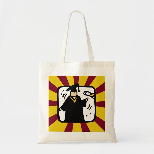 Tote Bag Diplôme de fin d'études - Rouge et Or (Devant)
