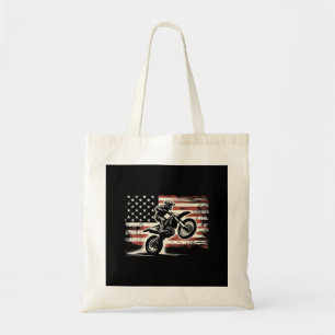 Tote Bag Dirt Bike American Flag Motocross Biker Vintage US