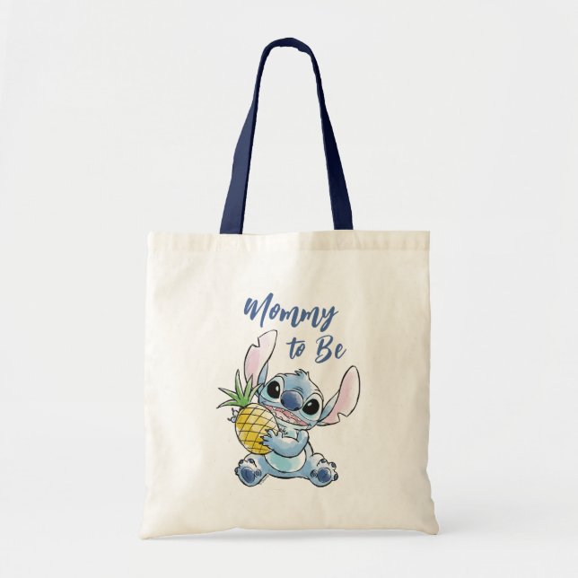 Tote Bag Disney's Stitch Tropical Baby shower Maman To Be (Devant)