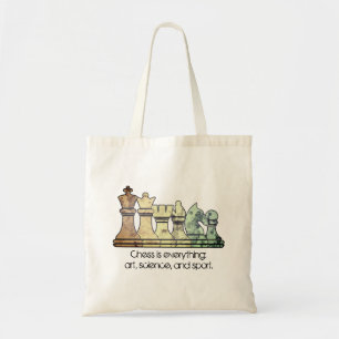Tote Bag Distressed Retro Chess Pieces in a Row Chess Quote