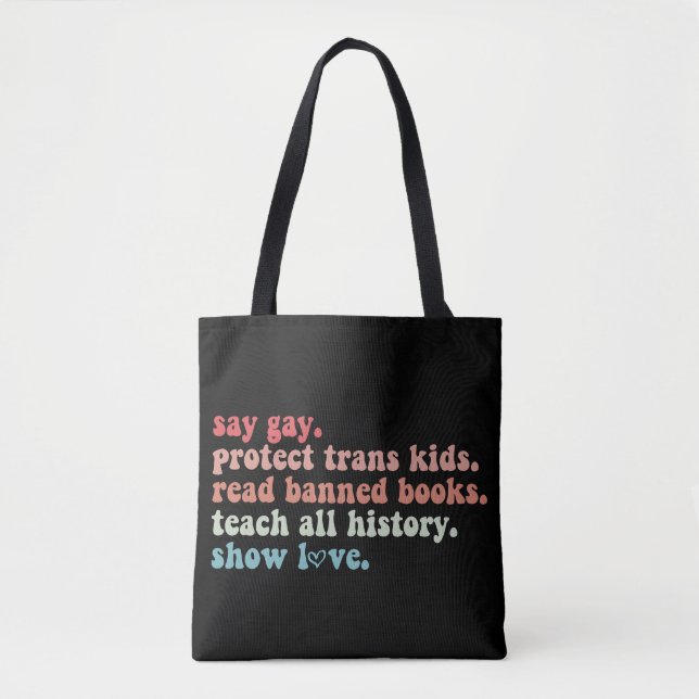 Tote Bag Dites Gay Protéger les enfants trans Lire les livr (Devant)