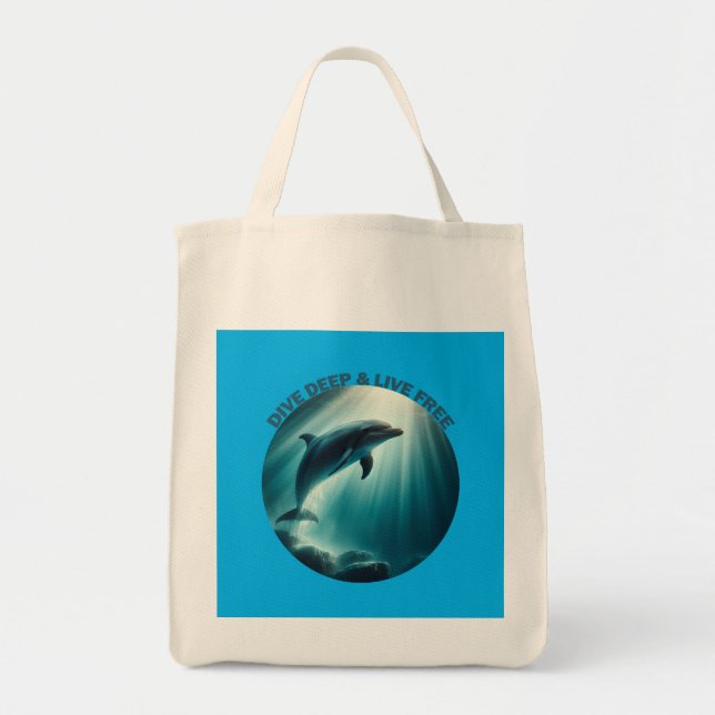 Tote Bag Dive Deep Live Dolphin gratuit (Devant)