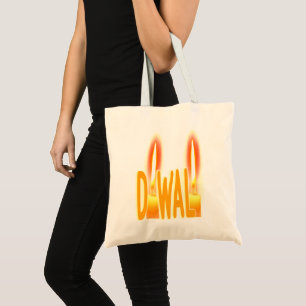 Tote Bag Diwali éclaire la typographie amusante de la lumiè