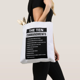 Tote Bag Dix Commandements Bible Verse Chrétien Religieux