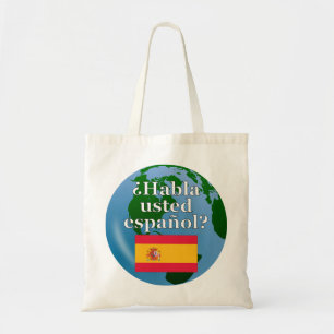 Tote Bag Do you speak Spanish ? Flag & globe