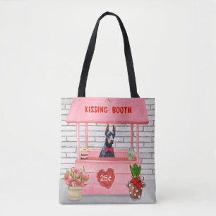 Tote Bag Doberman Chien Valentine's Day Kissing Booth