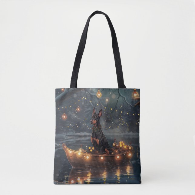 Tote Bag Doberman Christmas Festive Voyage (Devant)
