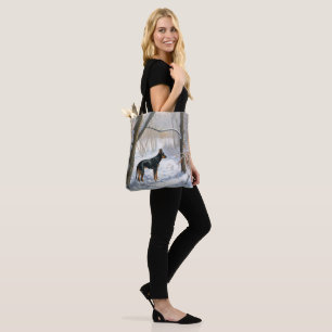 Tote Bag Doberman Pinscher Laisser Neige Noël