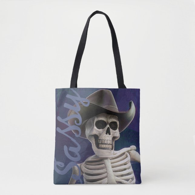 Tote Bag Doc Bones IS Sassy!, Cowboy Skeleton (Devant)