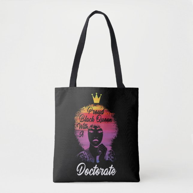 Tote Bag Doctorat de doctorat de la Reine-Noire fière de re (Devant)