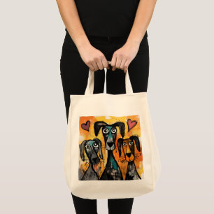 Tote Bag Dog Love Red Hearts