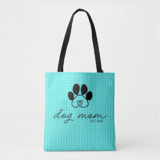 Tote Bag dog mom customizable mint green