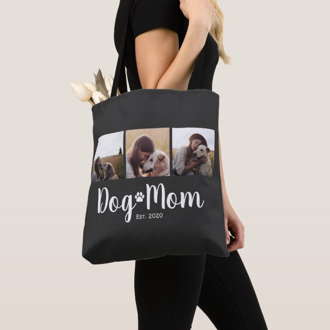Tote Bag Dog Mom Established Script Black 3 Photo  (De près)