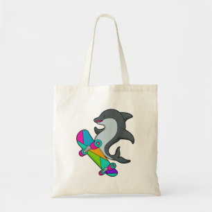 Tote Bag Dolpin comme patineur avec skateboard