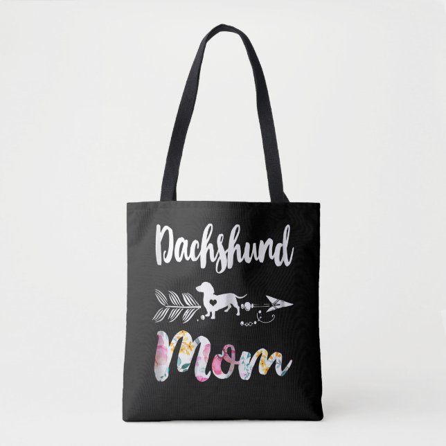 Tote Bag Don de chien | Dachshund Mom Dachshund Floral (Devant)