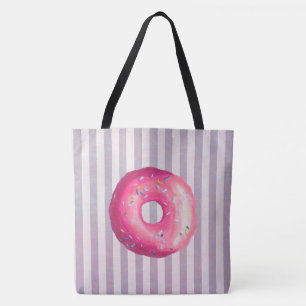 Tote Bag Donut avec glaçage rose et pépites