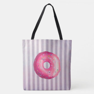 Tote Bag Donut With Pink Frosting And Sprinkles