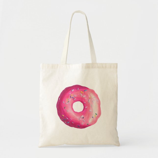 Tote Bag Donut With Pink Frosting And Sprinkles (Devant)