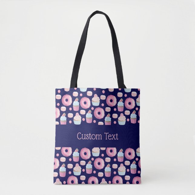 Tote Bag Donuts, cupcakes et macarons (Devant)
