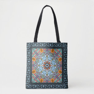 Tote Bag Doodle décoratif coloré : motif symétrique.