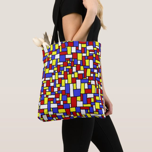 Tote Bag Doodle inspiré par Mondrian (De près)