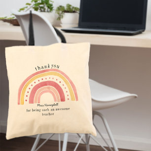 Tote Bag Doodle Pink Rainbow Cute Enseignant Merci Cadeau