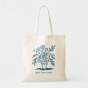 Tote Bag Doodle vase de fleurs Épicerie personnalisée Shopp