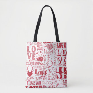 Tote Bag Doodles d'amour dessinés à la main 
