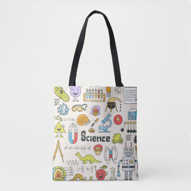 Tote Bag Doodles de science : Ensemble d'écoles à main. (Devant)