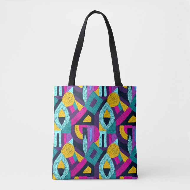Tote Bag Doodles rétro : pop art géométrique. (Devant)