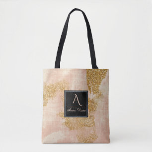 Tote Bag D'or affligé par parties scintillantes roses