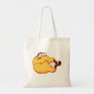Tote Bag Dormir la fille avec chat confortable