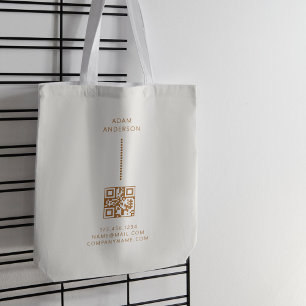 Tote Bag Dots d'or Minimaliste simple Crème de code Qr
