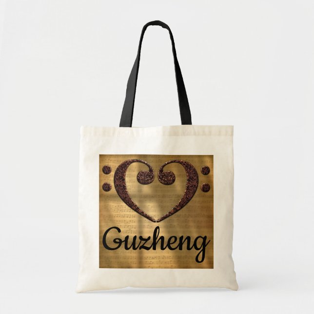 Tote Bag Double basse Clef Heart Guzheng (Devant)