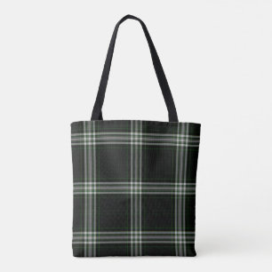 Tote Bag Double plaid de tartan vert blanc noir