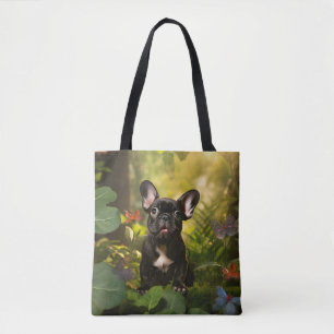 Tote Bag 🐶💗Douce chiot Frenchie dans une jungle