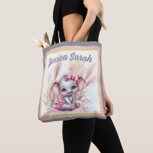 Tote Bag Douce Éléphant Rose - Sourires de Cacahuète