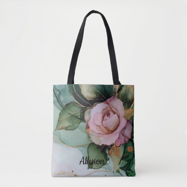 Tote Bag Douce Gold Blush Rose Rose Florale Mariage (Devant)