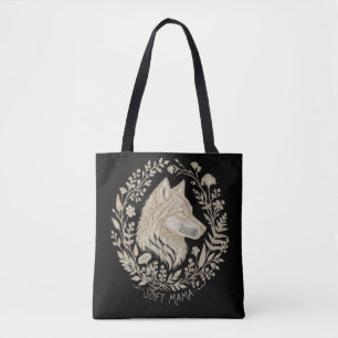 Tote Bag Douce Maman Vintage Loup Couronne Florale Boho Bot