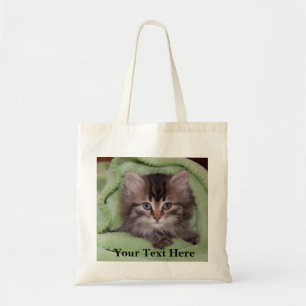 Tote Bag Douce petite chatte grise et duveteuse dans un fou