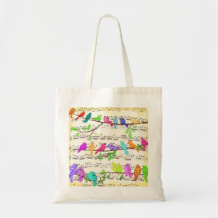Tote Bag Douces Oiseaux Musicaux Colorés Symphonie - Chanso
