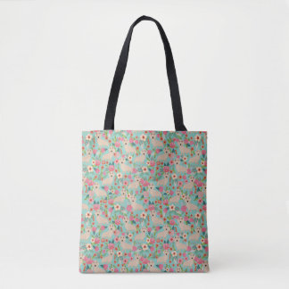 Tote Bag Doxie crème floral - floral crème