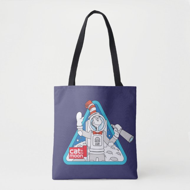 Tote Bag Dr Seuss | Cat in the Moon Outer Space Graphic (Devant)