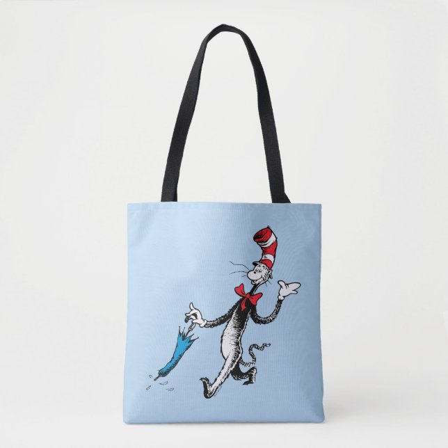 Tote Bag Dr Seuss | Chat dans la marche des parapluies Casq (Devant)