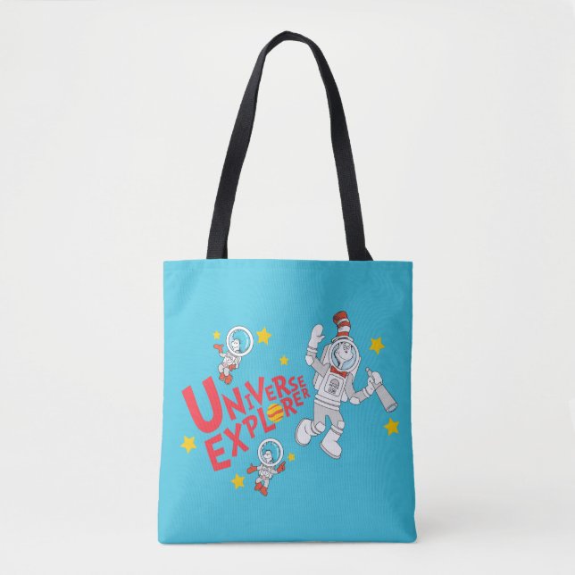 Tote Bag Dr Seuss | Chat dans l'Explorateur d'univers Casqu (Devant)